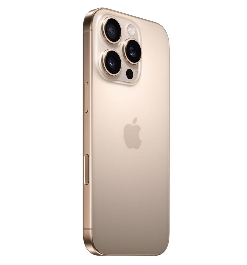 iPhone 16 Pro Max 512GB SS+eSIM Desert Titanium – Rear Camera Black Spot in Wide-Angle Mode A Grade above 90% Battery Health (Refurbished)