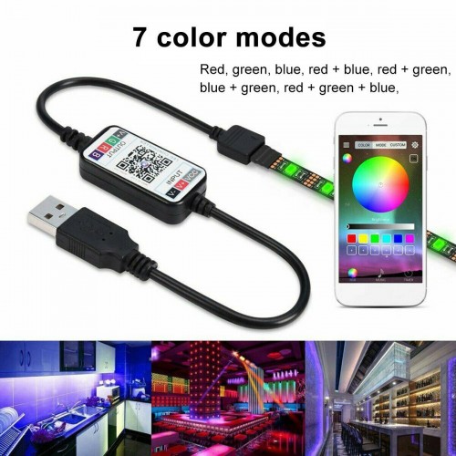 12V USB RGB LED STRIP 5050 APP + IR44 Key Control Strip Light 5Meter IP20-5M Set