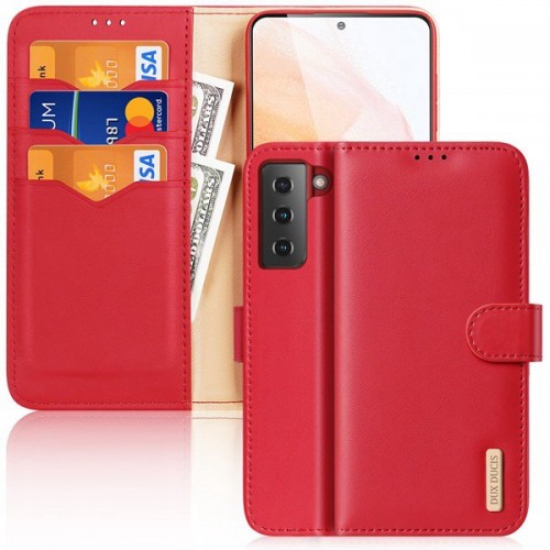 Samsung S21 5G Leather Wallet Phone Covers Cases Hivo Series (DUX DUCIS) Red