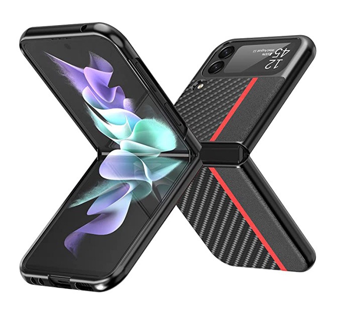 Samsung Galaxy Z Fold2 5G 5G PU Leather Hard PC Anti-Scratch Shook-Proof Bumper Phone Cover Case Black/Blue