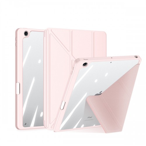 iPad Pro 11 2018 2020 2021 Premium Solvent-free PU Leather with Clear Plastic Back Cover Pin Connectork (DUX DUCIS) Pink