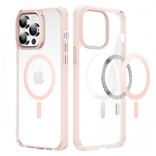 iPhone 13/ 14 MagSafe Clear Phone Cover Case Clin Mag Series Grey / Pin Connectork Border (DUX DUCIS) Pink