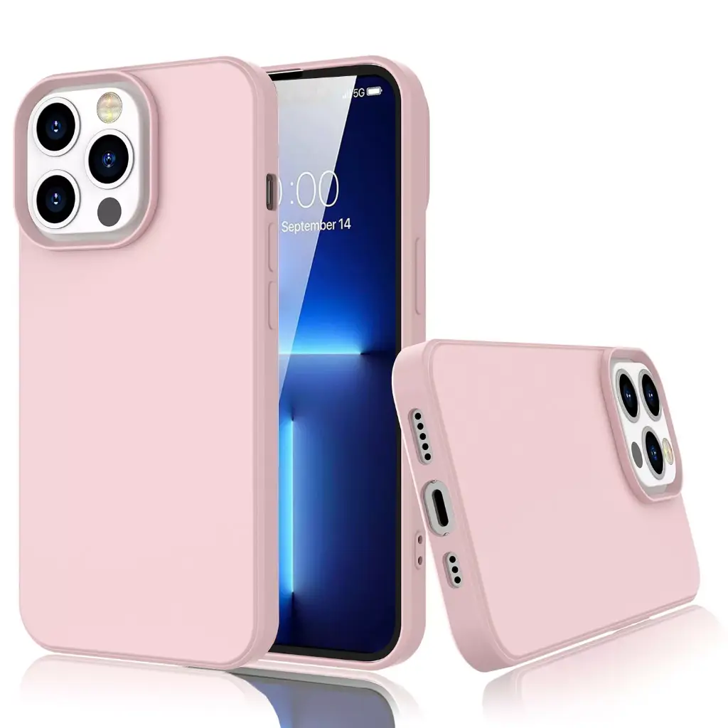 [UA07]Silicone phone case without ring for iPhone 13 Pro Pink