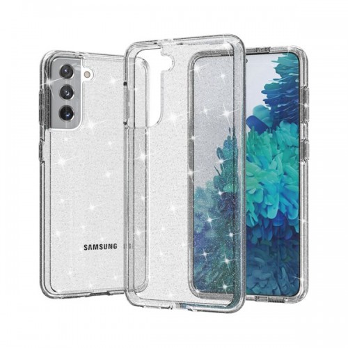 [M0650090028] Samsung S21 TRANSPARENT Glitter Fluorescent Color ShockProof Phone Case (Ultimake)
