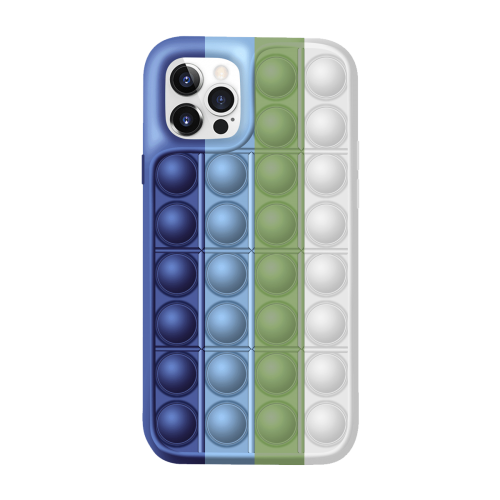 [M0410090005] iPhone 11 Pro Colorful Bubble Soft Rainbow Silicon Pop It Phone Case (SWQ) Dark Blue, green, white