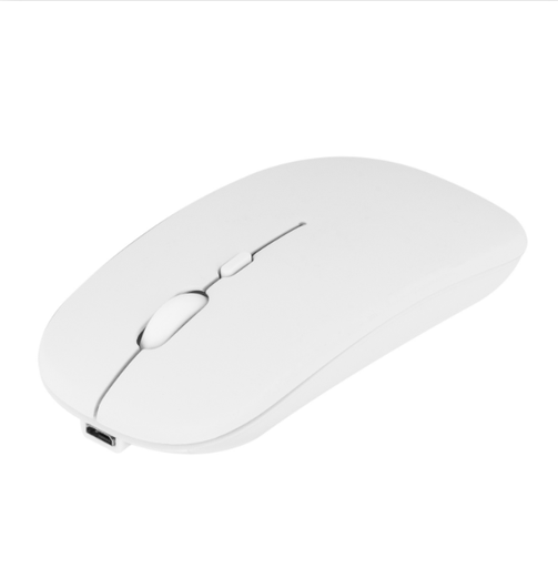 [L0680520002] Rechargeable Silent Ergonomic Bluetooth + 2.4GHz Wireless Mouse Built-in NANO Receiver White