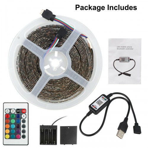 12V USB RGB LED STRIP 5050 APP + IR44 Key Control Strip Light 10Meter IP20-10M Set