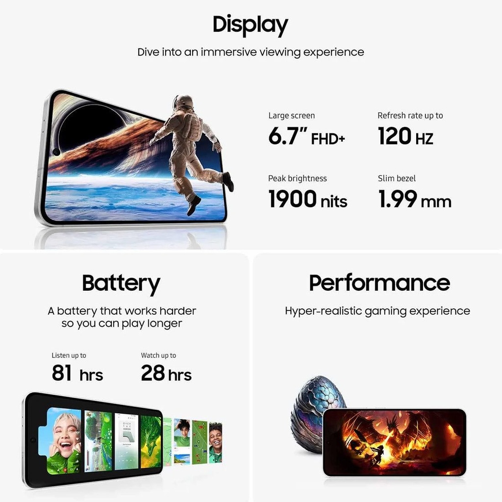 Samsung Galaxy S24 FE SM- S721B Dual SIM 128GB with 8GB RAM Graphite A Grade ( Refurbished ) - Open Box