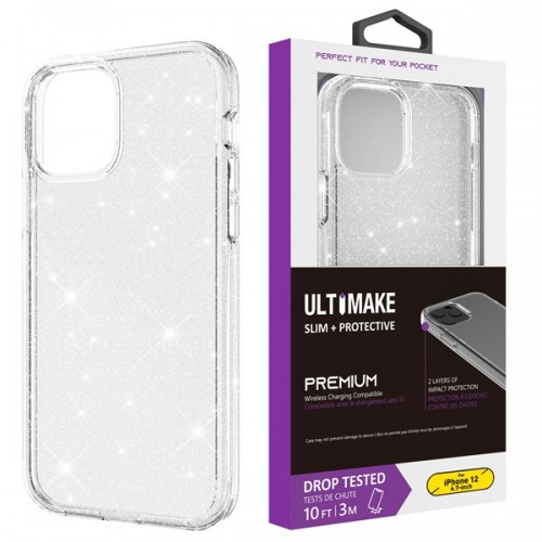 [M0650090007] iPhone 12 mini 5.4" Glitter Fluorescent Colors ShockProof Phone Case (Ultimake) Transparent